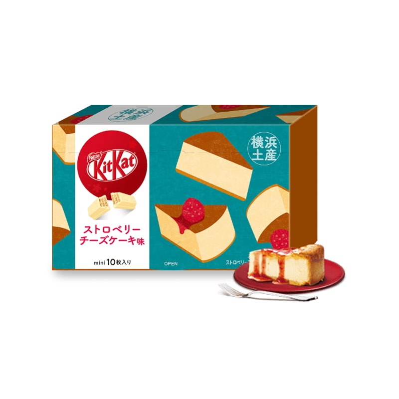 Pack of Premium Japanese KitKats, flavor Strawberry Cheesecake from Yokohama